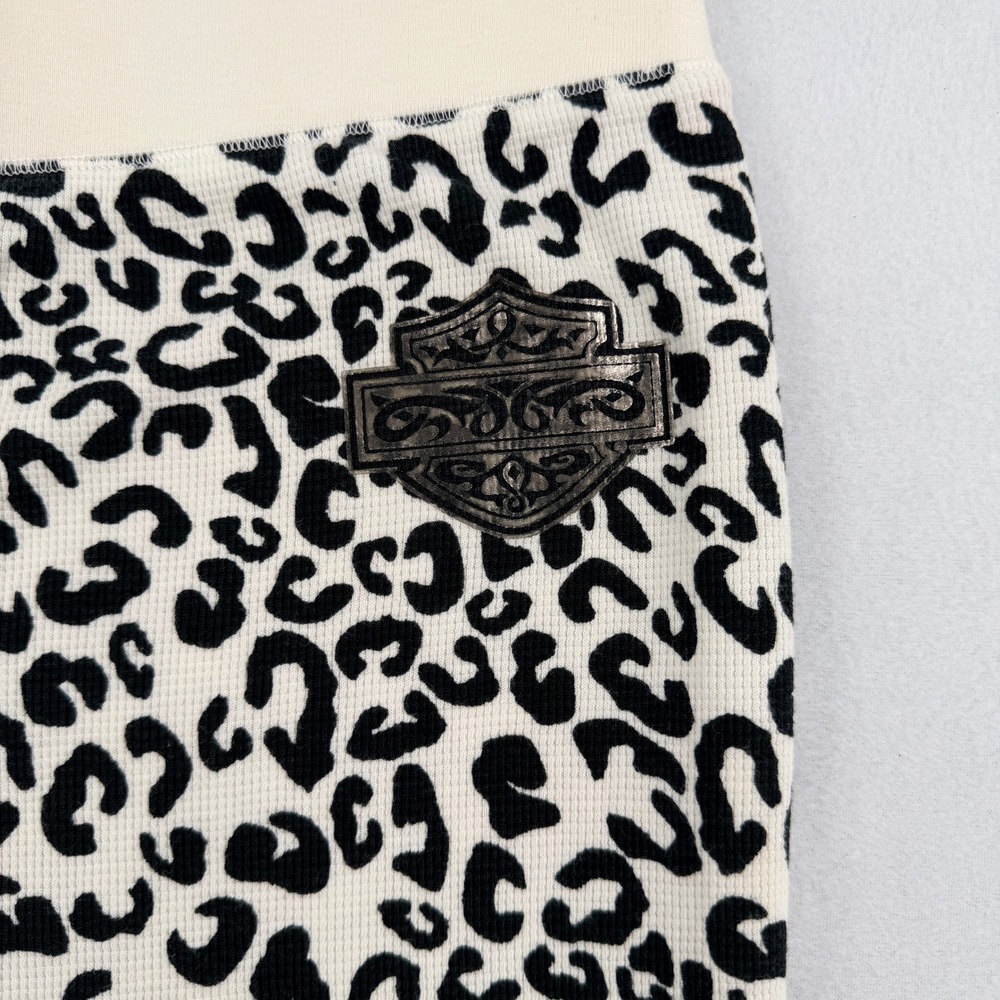 Harley-Davidson Womens Leopard Print Thermal Pajama Leggings Waffle Knit Large - Picture 5 of 8